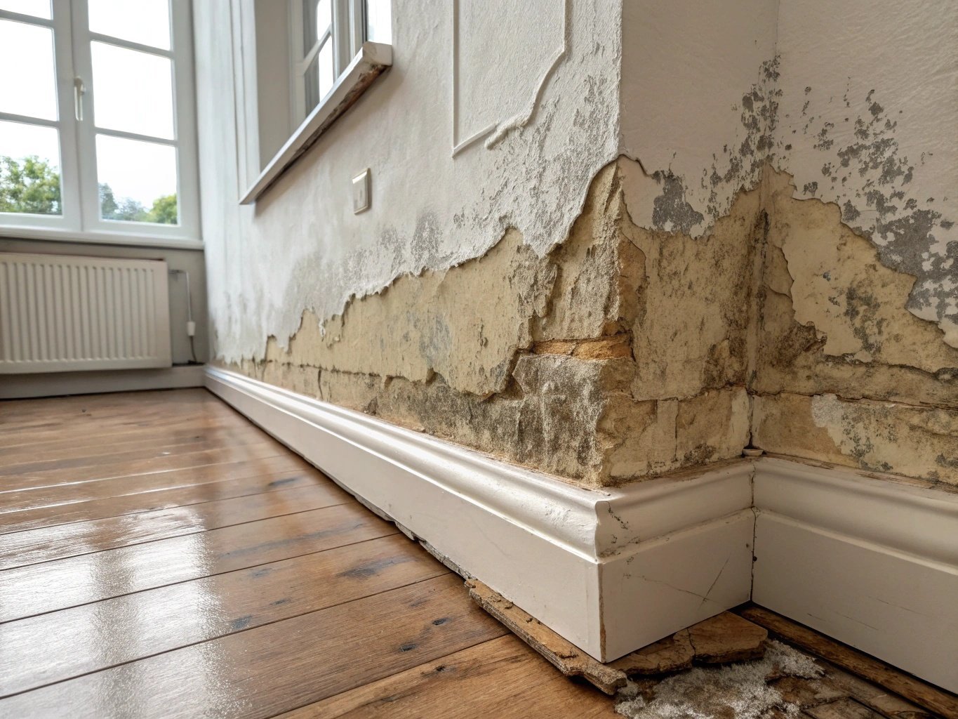 Rising damp on interior wall